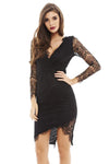 V Neck Lace Bodycon Dress