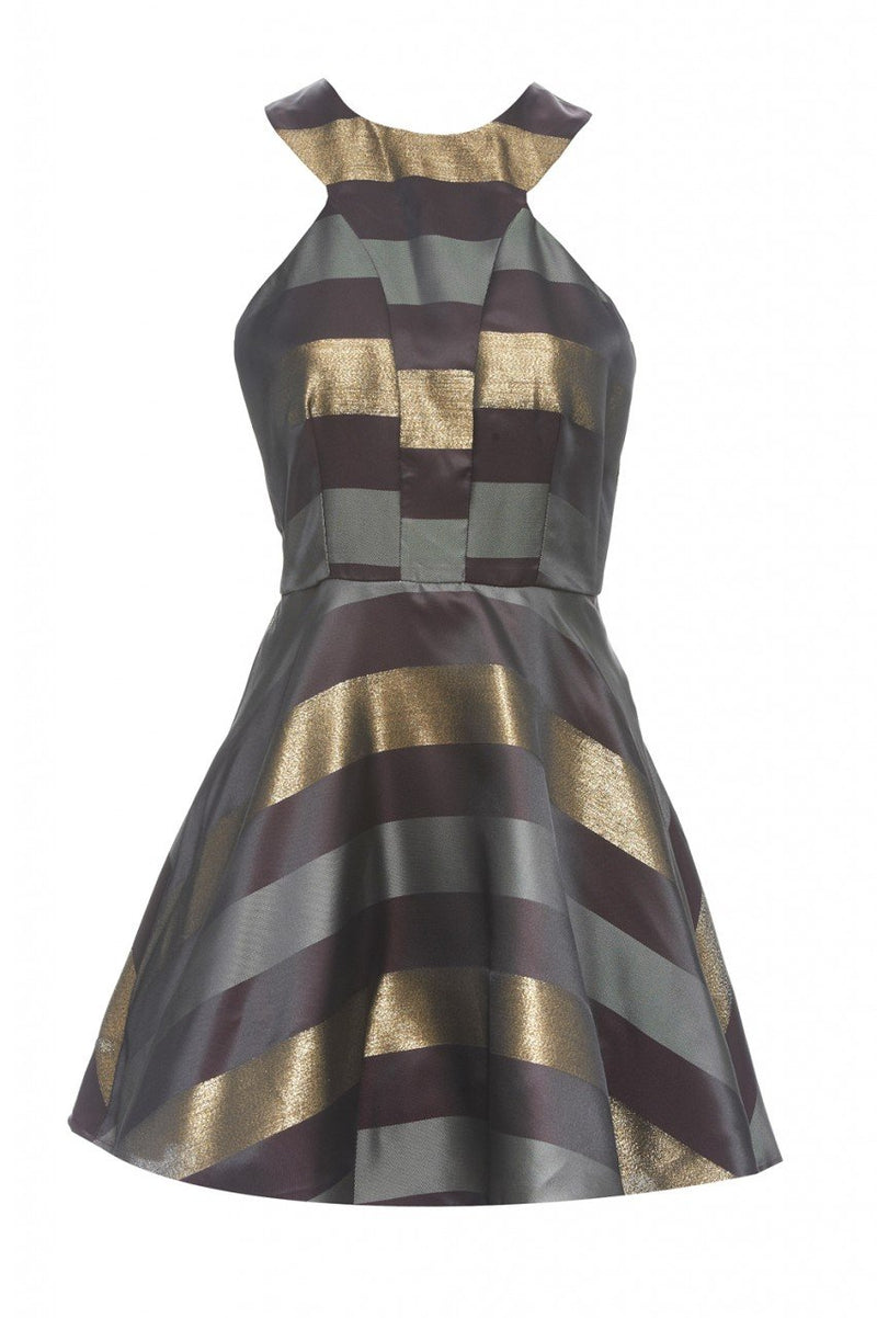 Metallic Striped Skater Dress