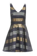 V  Front Striped Skater Dress