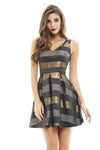 V  Front Striped Skater Dress