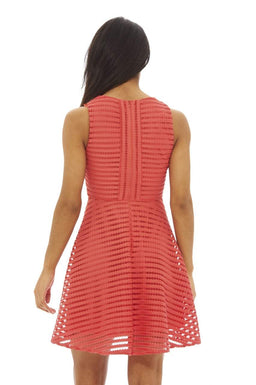 Coral Ladder Detail Skater   Dress