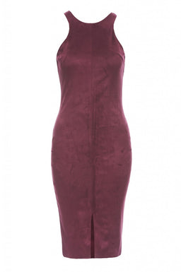 Faux Suede Bodycon Midi Dress