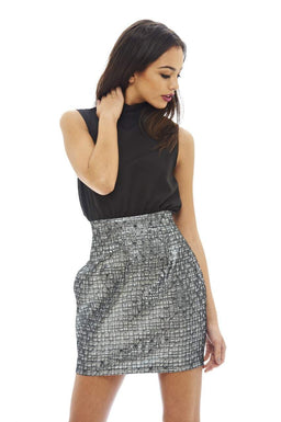 2 in 1 Metallic Skirt Dress
