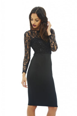 Sequin Top Bodycon Midi Dress