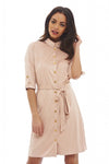 Suede Button Front Dress