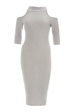 Cut Out Ribbed Knit Dress