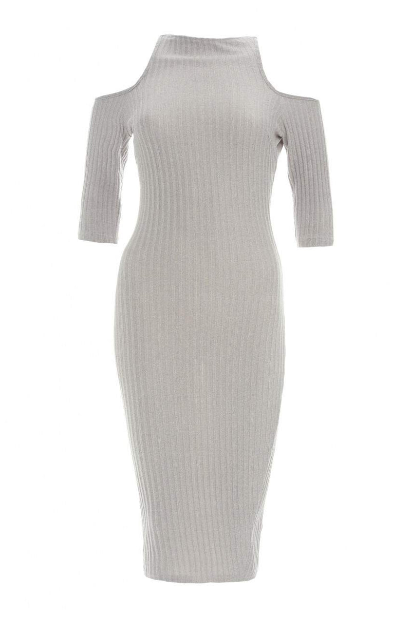 Cut Out Ribbed Knit Dress