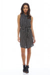 Pinstriped Sleeveless Shirt Dress