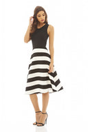 2 In 1 Striped Midi Skater Dress