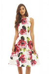 Floral Printed Midi Skater Dress