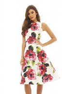 Floral Printed Midi Skater Dress