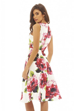 Floral Printed Midi Skater Dress