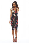 Flower Print Bodycon Zip Dress