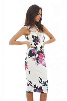 Crochet Top Floral Midi Dress