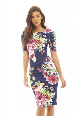 Bold Printed Floral Bodycon Dress