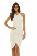 Raw Edged Lace Bodycon Dress