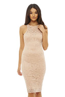 Cut In Neck Lace Bodycon Dress