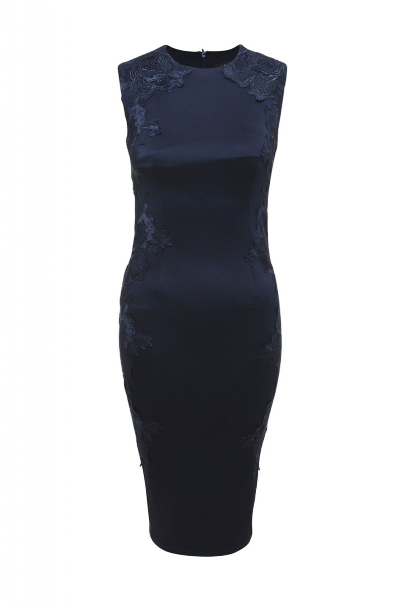 Navy Lace Side Bodycon  Dress