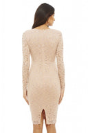 Long Sleeve Ruched Lace Dress