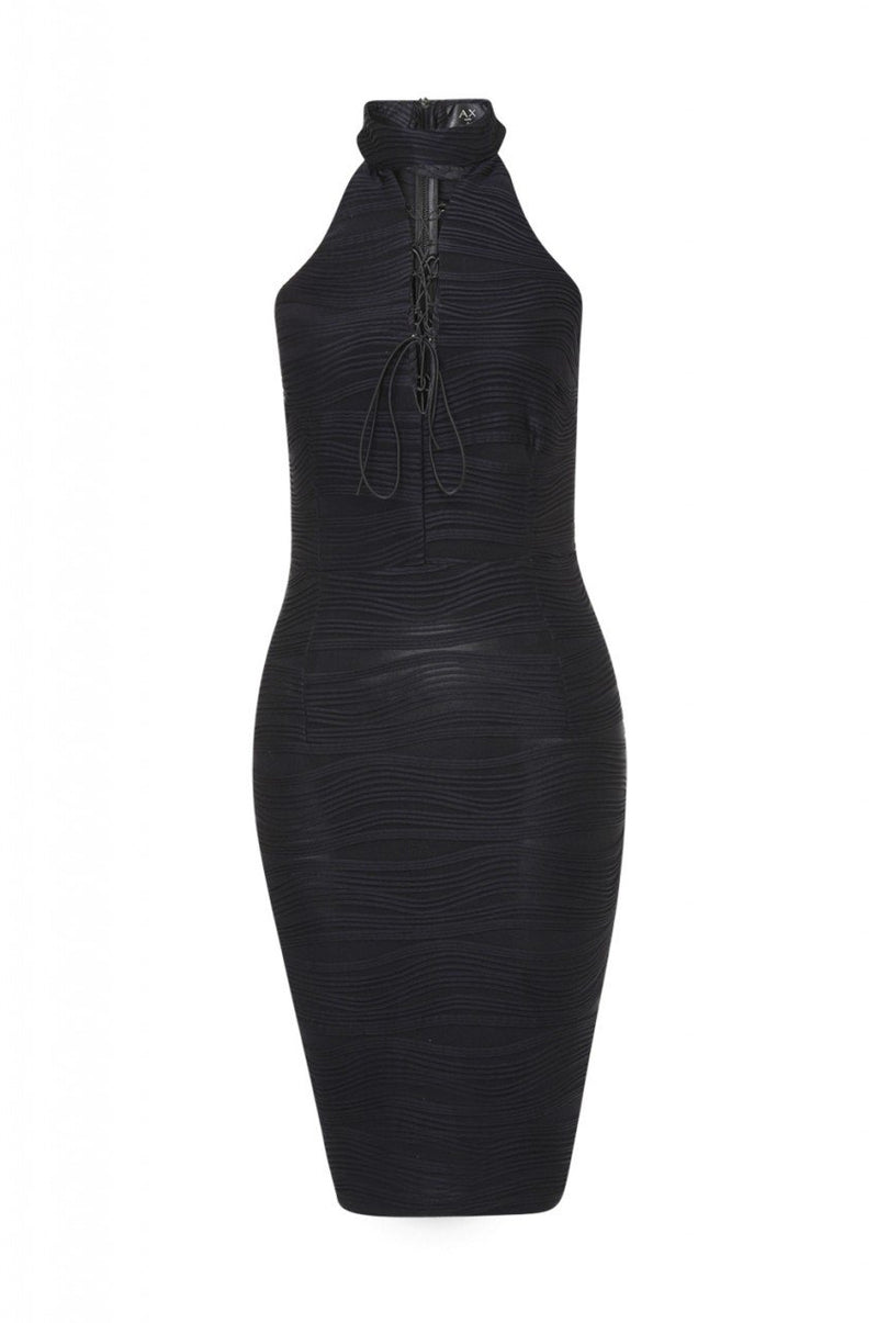 Ribbed Lace Up Bodycon Dress
