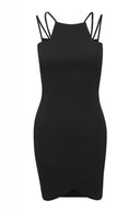 Black Bodycon Dress with Double Strap