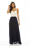 Contrast Lace Bodice Maxi Dress