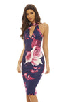 Cut Out Floral Bodycon Dress