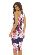 Cut Out Floral Bodycon Dress