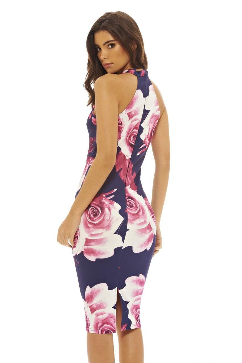 Cut Out Floral Bodycon Dress