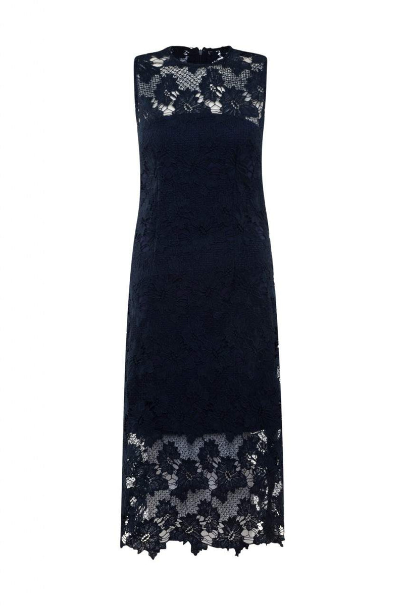 Navy Lace Midi  Dress