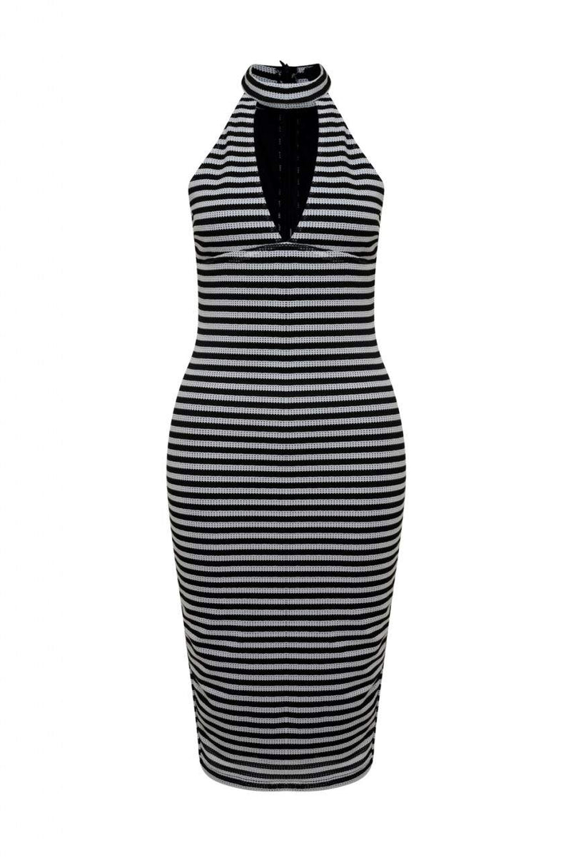 Striped Bodycon Midi Dress