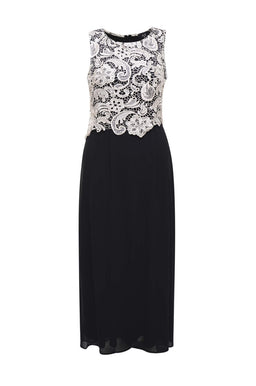 Nude Maxi Crochet Dress with Lace Overlay