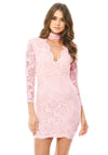 Pink Lace Choker Bodycon Mini Dress