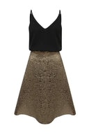 BlackGold 2-In-1Metallic Skater Dress