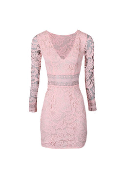 Pink Crochet Detailed Dress