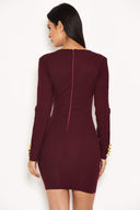 Plum Bodycon Button Front Dress