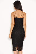 Black Lace Midi Dress With Plunge Neckline