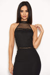 Black Midi Dress With Crochet Detail