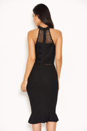 Black Midi Dress With Crochet Detail