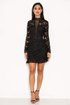 Black Lace Dress With Frill Hem And Cut Out Back