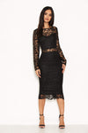 Black Lace Front Midi Dress