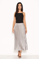 Black High Neck Dress With Silver Skirt