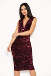 Plum Sequin Velvet Midi Dress