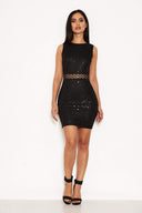 Black Bodycon Sequin Mini Dress