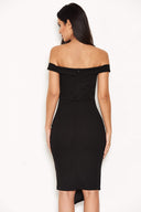 Black Button Front Bardot Dress