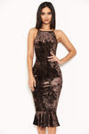 Chocolate Velvet Fishtail Dress