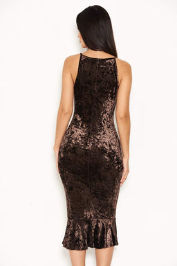 Chocolate Velvet Fishtail Dress