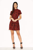 Red Leopard Day Dress