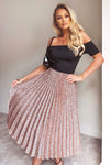 Pink 2 in 1 Polka Dot Pleated Midi Dress