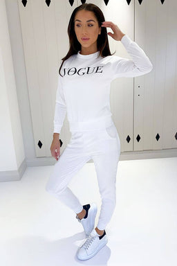 Cream V Loungewear Set